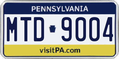 PA license plate MTD9004