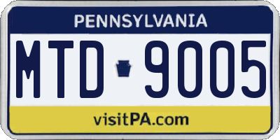 PA license plate MTD9005