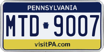 PA license plate MTD9007