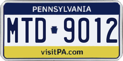 PA license plate MTD9012