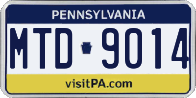 PA license plate MTD9014