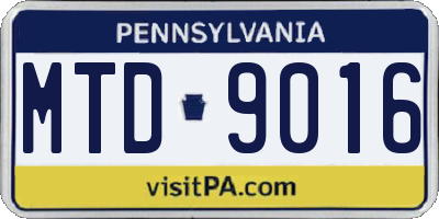 PA license plate MTD9016