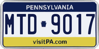 PA license plate MTD9017