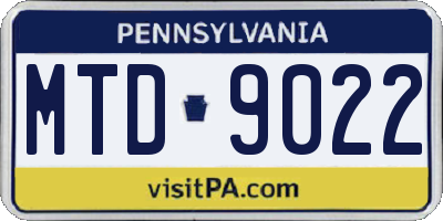 PA license plate MTD9022