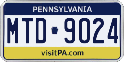 PA license plate MTD9024