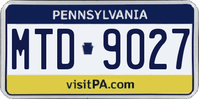 PA license plate MTD9027