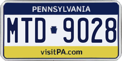 PA license plate MTD9028
