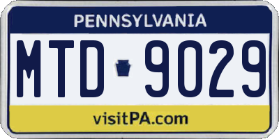 PA license plate MTD9029