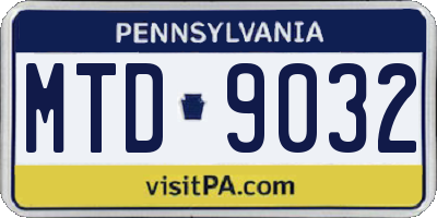PA license plate MTD9032