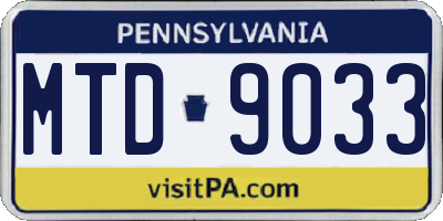 PA license plate MTD9033