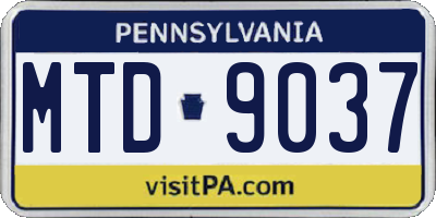 PA license plate MTD9037