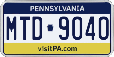 PA license plate MTD9040