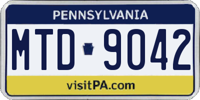 PA license plate MTD9042