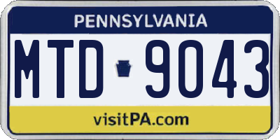 PA license plate MTD9043