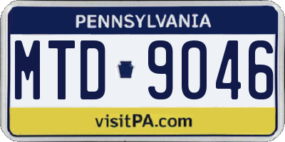 PA license plate MTD9046