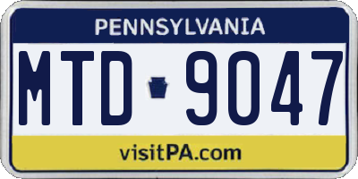 PA license plate MTD9047