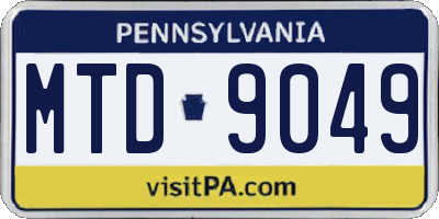 PA license plate MTD9049