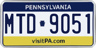 PA license plate MTD9051