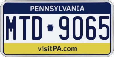 PA license plate MTD9065