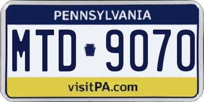 PA license plate MTD9070