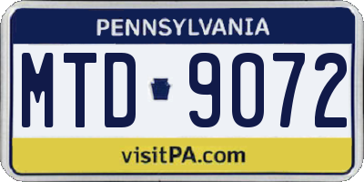 PA license plate MTD9072