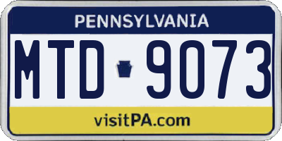 PA license plate MTD9073