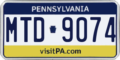 PA license plate MTD9074