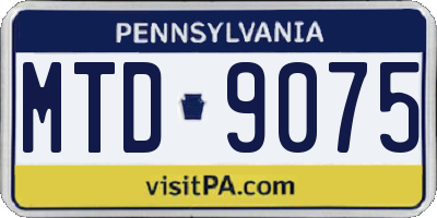 PA license plate MTD9075