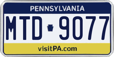PA license plate MTD9077