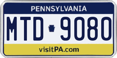 PA license plate MTD9080