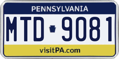 PA license plate MTD9081