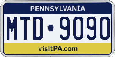 PA license plate MTD9090