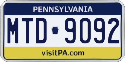 PA license plate MTD9092