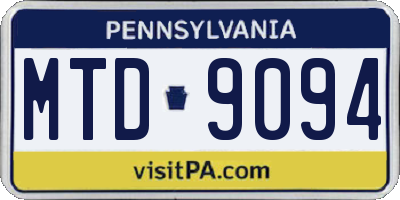 PA license plate MTD9094
