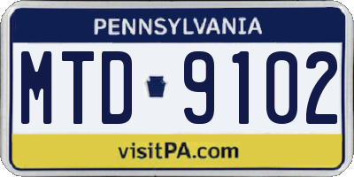 PA license plate MTD9102