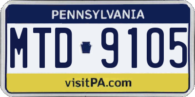 PA license plate MTD9105