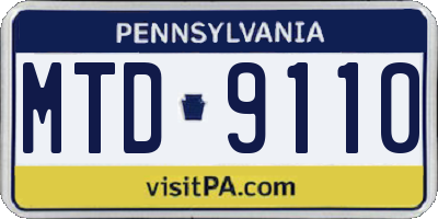 PA license plate MTD9110