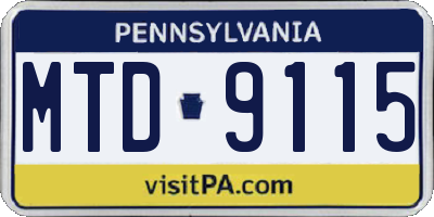 PA license plate MTD9115