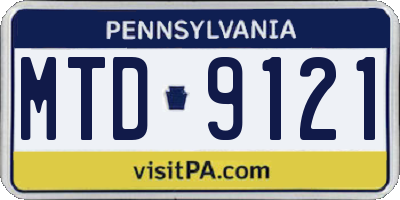 PA license plate MTD9121