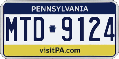 PA license plate MTD9124