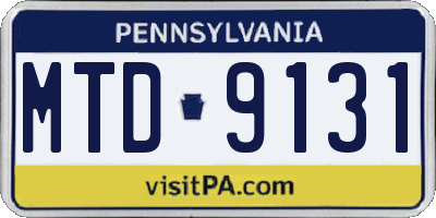 PA license plate MTD9131