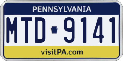 PA license plate MTD9141
