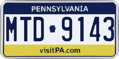 PA license plate MTD9143