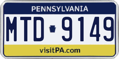 PA license plate MTD9149