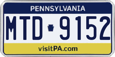 PA license plate MTD9152