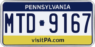 PA license plate MTD9167