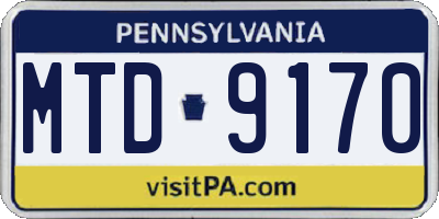 PA license plate MTD9170