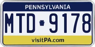 PA license plate MTD9178