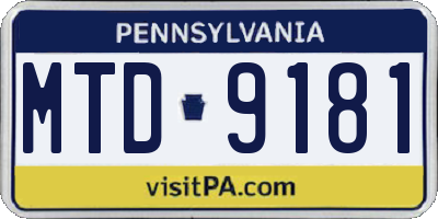 PA license plate MTD9181