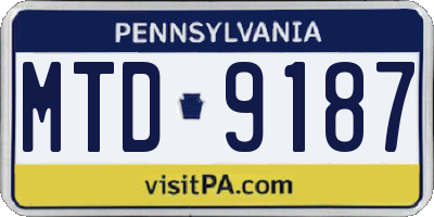 PA license plate MTD9187